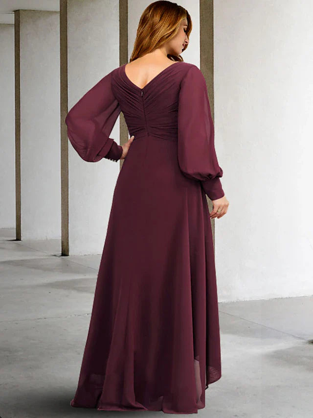 Wholesale A-Line Plus Size Curve Mother of the Bride Dresses Elegant Dress Formal Floor Length Short Sleeve Off Shoulder Chiffon with Pleats Ruched